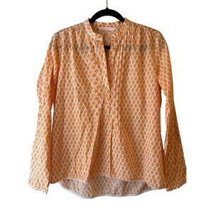 Max Volmary Floral Print Blouse 100% cotton sz 8 orange garden colorful